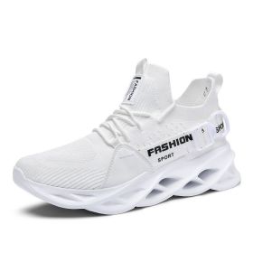 Men Women Casual Sneakers Mesh Breathable Comfortable Lightweight Damping Outdoor Running Walking Shoes Summer Spring Autumn New (Color: White)