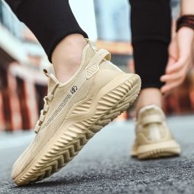 Mesh Breathable Portable Sneakers Men Causal Shoes Luxury Fashion Beige White Black Walking Tennis Spring Summer Autumn New Sale (Color: Beige)