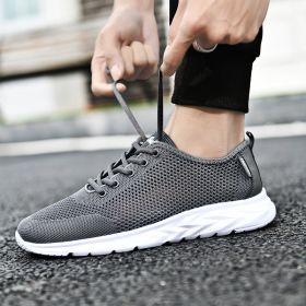 Male Lace-up Non-slip Running Trainers Free Shipping 2022 Men Sneakers Summer Fashion Breathable Light Tenis Sports Casual Shoes (Color: grey)