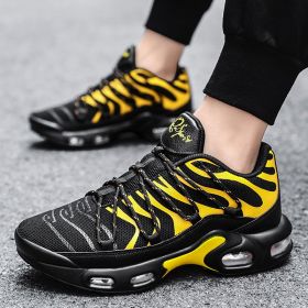 Mesh Fashion Casual Sneaker Sport Men Teenager Hot Air Cushion Running Shoe Breathable Tennis Youth Portable Comfortable Outdoor (Color: YELLOW)