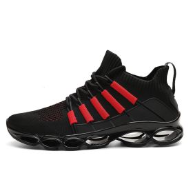 Casual Shoes Breathable Sneakers Mesh Boy Men Hot Comfortable Sport New Tenis Red Black Gray Spring Summer Autumn Blade Big Size (Color: Black Red)