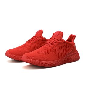 Male Comfortable Mesh Sneakers Soft Sole Jogging Sports Shoes Men Lightweight Breathable Outdoor Running Walking Footwear Soft (Color: Red)