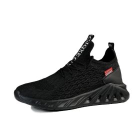 Men Lightweight Comfortable Breathable Walking Shoes Fashion Mesh Sneaker Soft Casual Sport Lac-up Trainers Spring Summer Autumn (Color: Black)