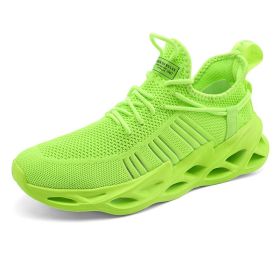 Men Fly Woven Mesh Breathable Sneakers 36-46 Lace Up Casual Lightweight Walking Shoes Soft Comfortable Spring Summer Autumn Cozy (Color: Green)