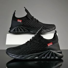 Male Fashion Non-slip Lac-up Mesh Sneakers Casual Sports Shoes Men Lightweight Comfortable Breathable Walking Jogging Trainers (Color: Black)