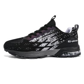 Men Sport Running Shoes Comfortable Outdoor Walking Jogging Sneakers Breathable Athletic Sport Trainers for Men Chaussure Homme (Color: black white  9079)