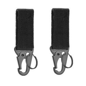 Carabiner High Strength Nylon Key Hook Webbing Buckle Hanging System Belt Buckle (Color: 2PCS Black)