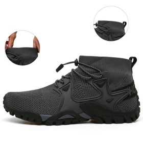 New Mesh Breathable Hiking Shoes Size 36-47 Mens Sneakers Outdoor Trail Trekking Mountain Climbing Sports Shoes For Male Summer (Color: GRAY)